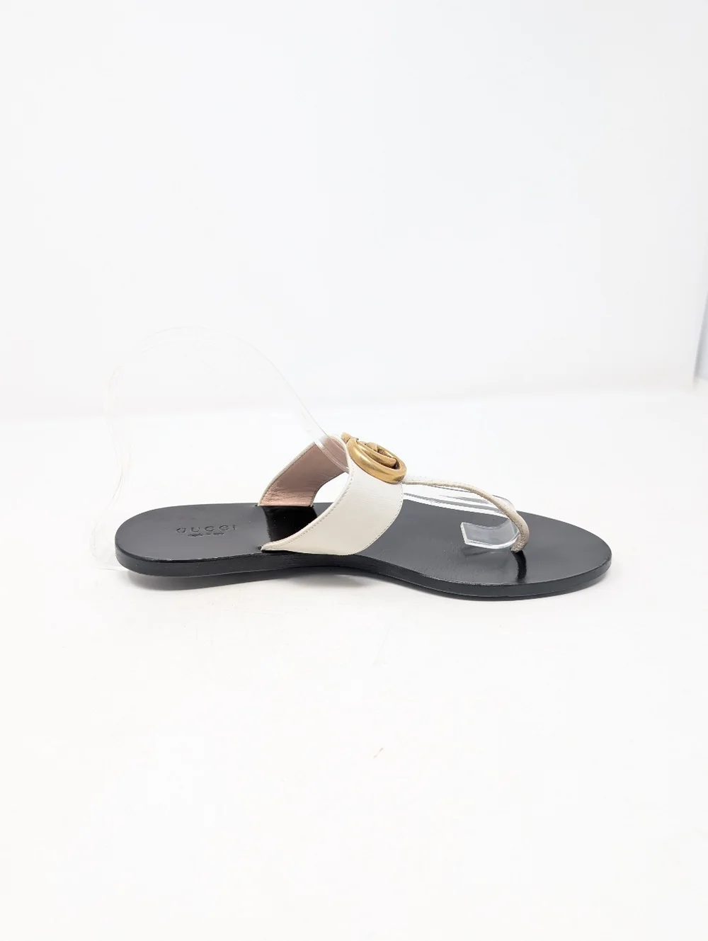 Gucci Marmont GG White Thong Sandals Flip Flops Slides Size 37.5
